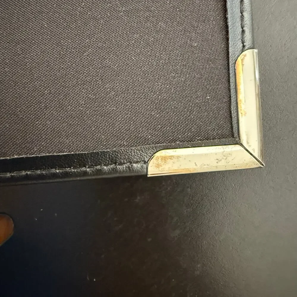 Vintage Franklin Covey Small Padfolio Brass Corners Black Planner 9 x 6.5 in